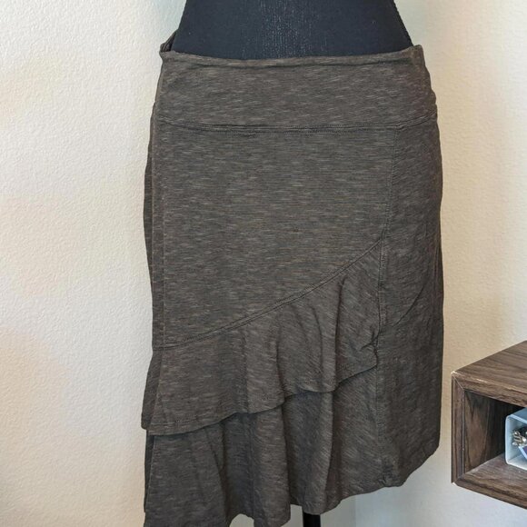 Horny Toad Women's Brown Scallop Ruffle Hem Tencel‎ Lyocell Organic Cotton Skirt - Picture 1 of 6